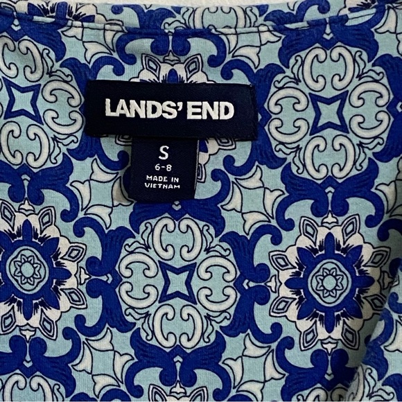 Lands End Blue Boho Maxi Length Dress Crossover Coastal Top Soft Stretch Small - Picture 5 of 7